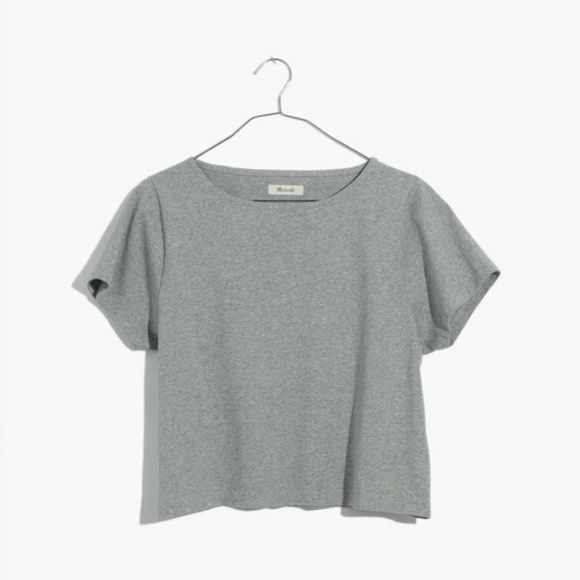 Madewell Tops - MADEWELL Heather Gray Easy Crop Tee Crew Neck XS